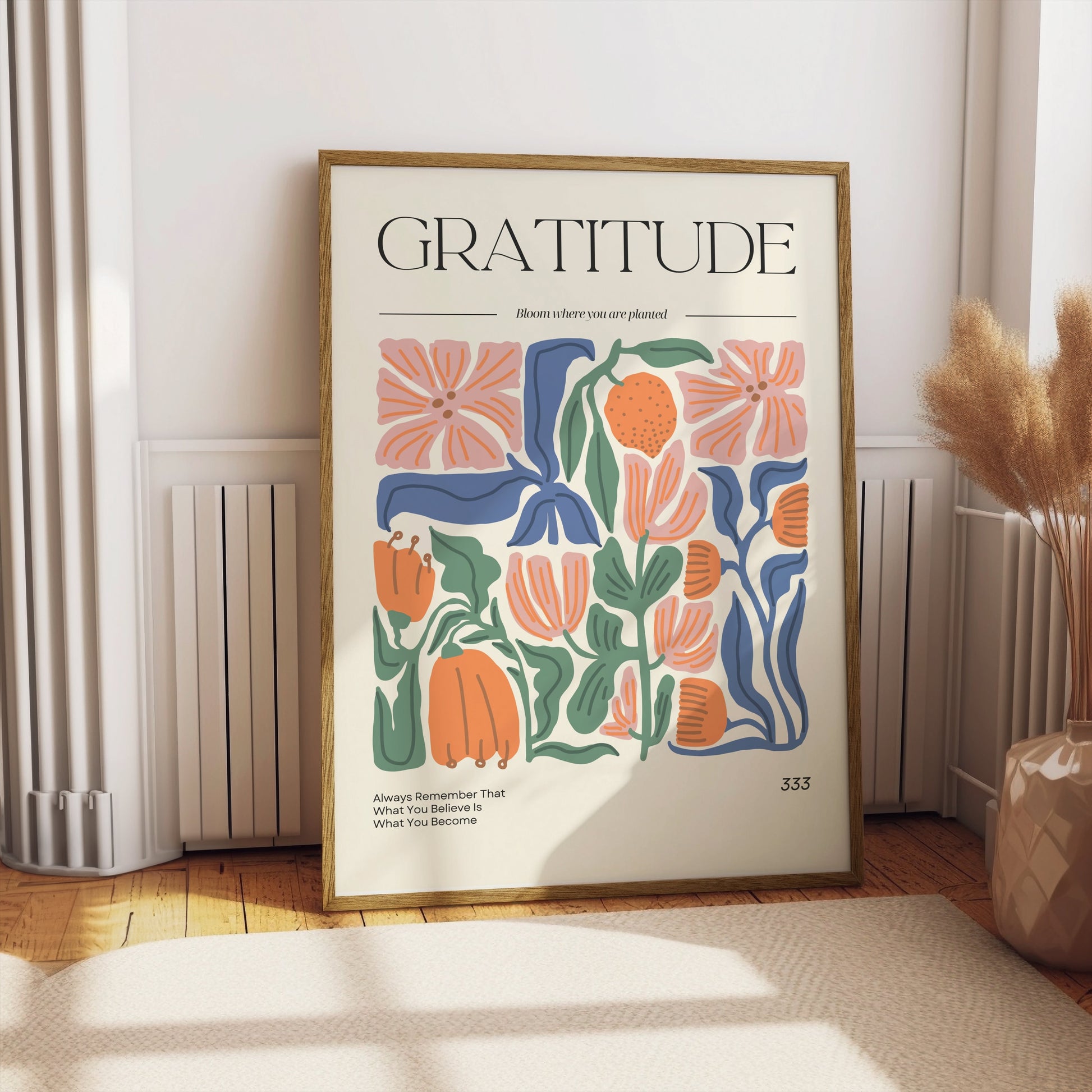 Premium Poster of Inspirational Gratitude Motivational Floral Art Posters