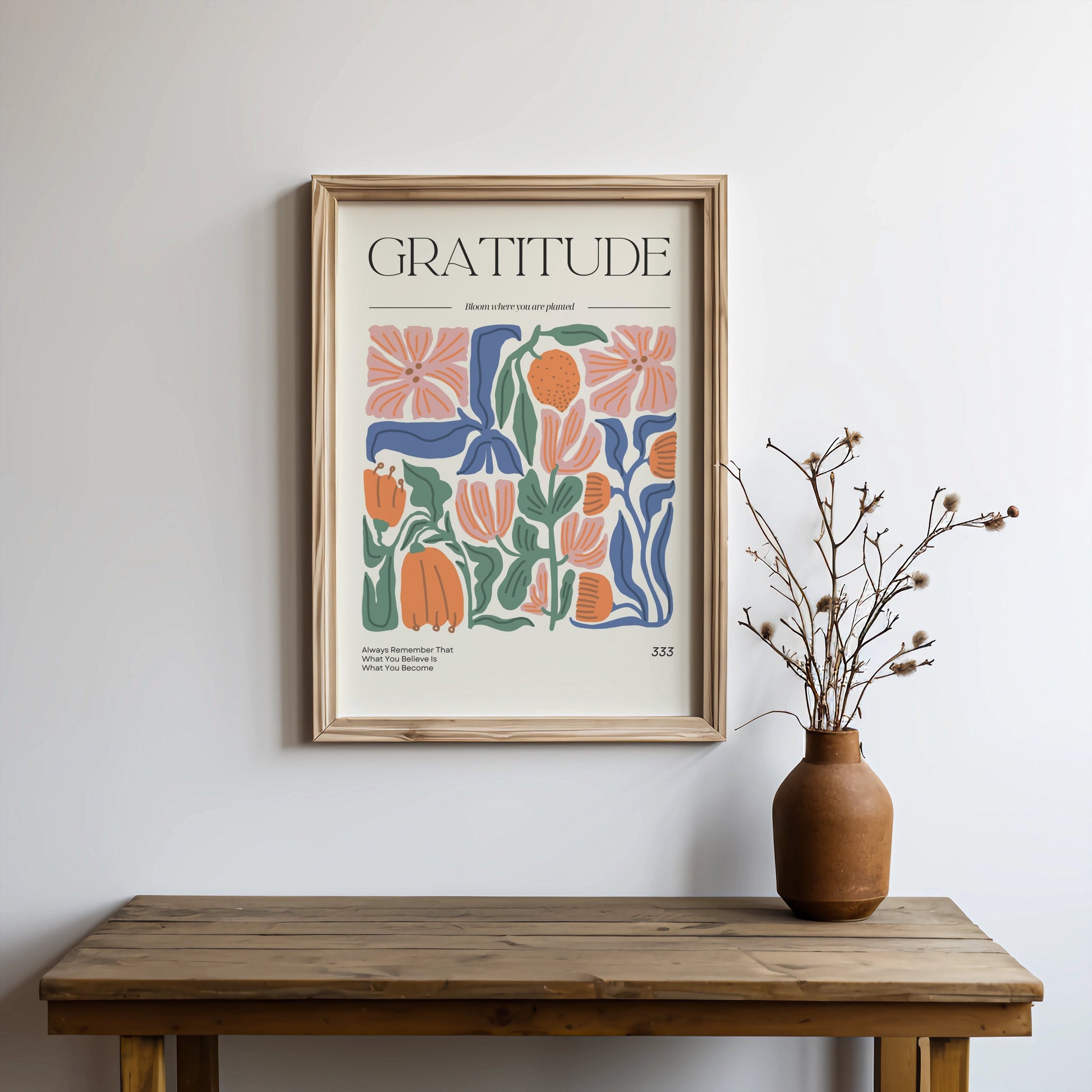 Premium Poster of Inspirational Gratitude Motivational Floral Art Posters