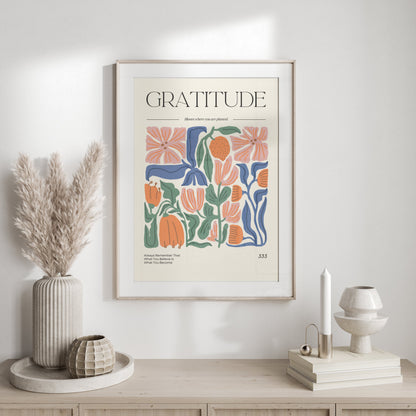 Premium Poster of Inspirational Gratitude Motivational Floral Art Posters