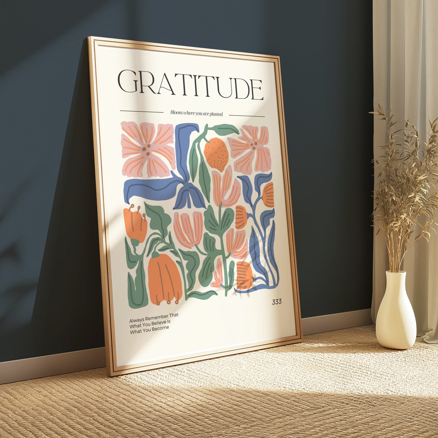 Premium Poster of Inspirational Gratitude Motivational Floral Art Posters