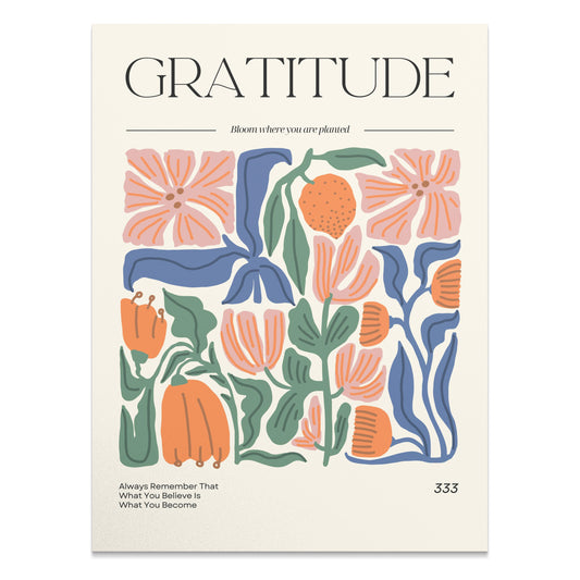 Premium Poster of Inspirational Gratitude Motivational Floral Art Posters