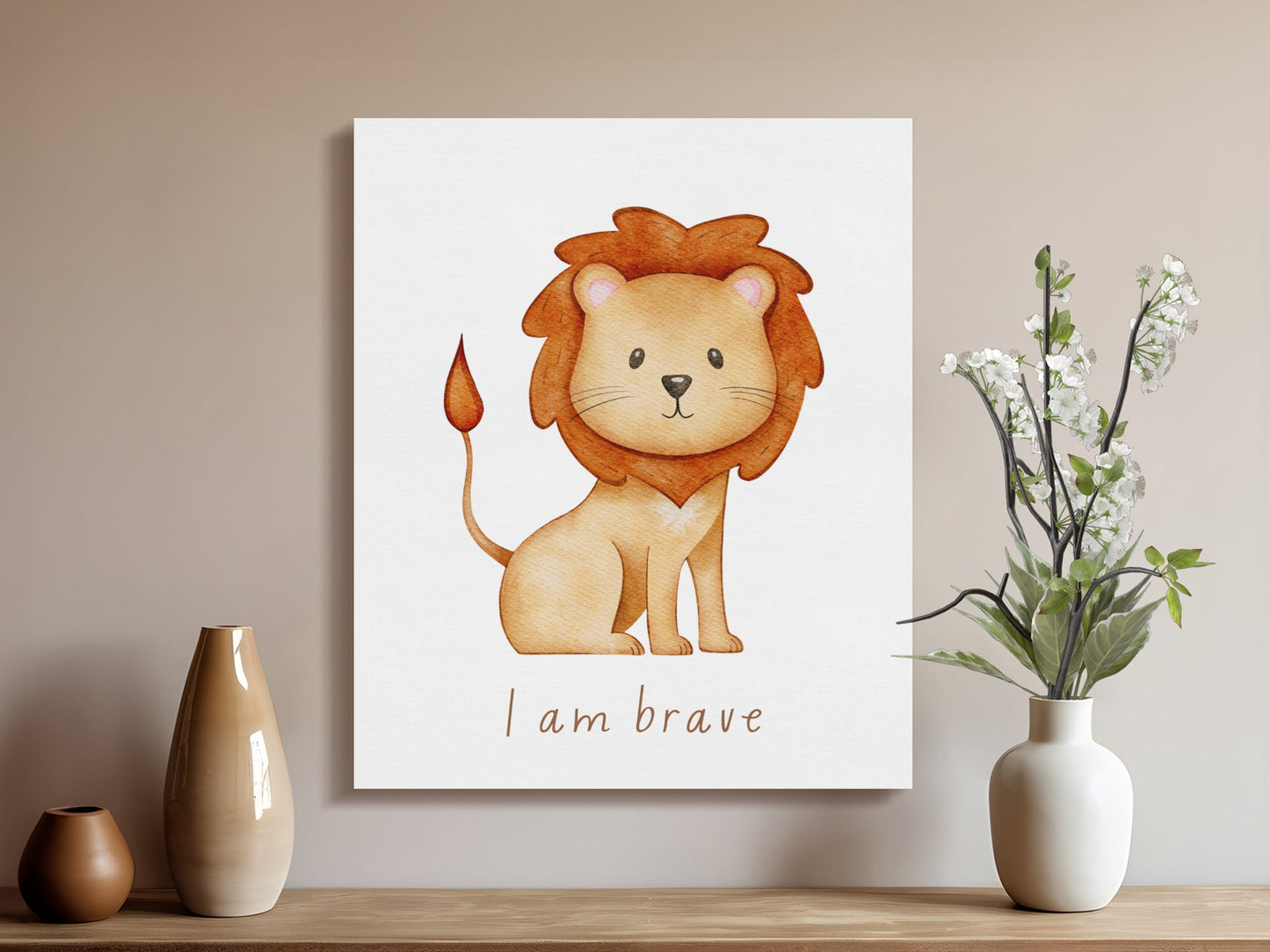 Premium Poster of Inspirational Lion Nursery Wall Art Canvas Wraps