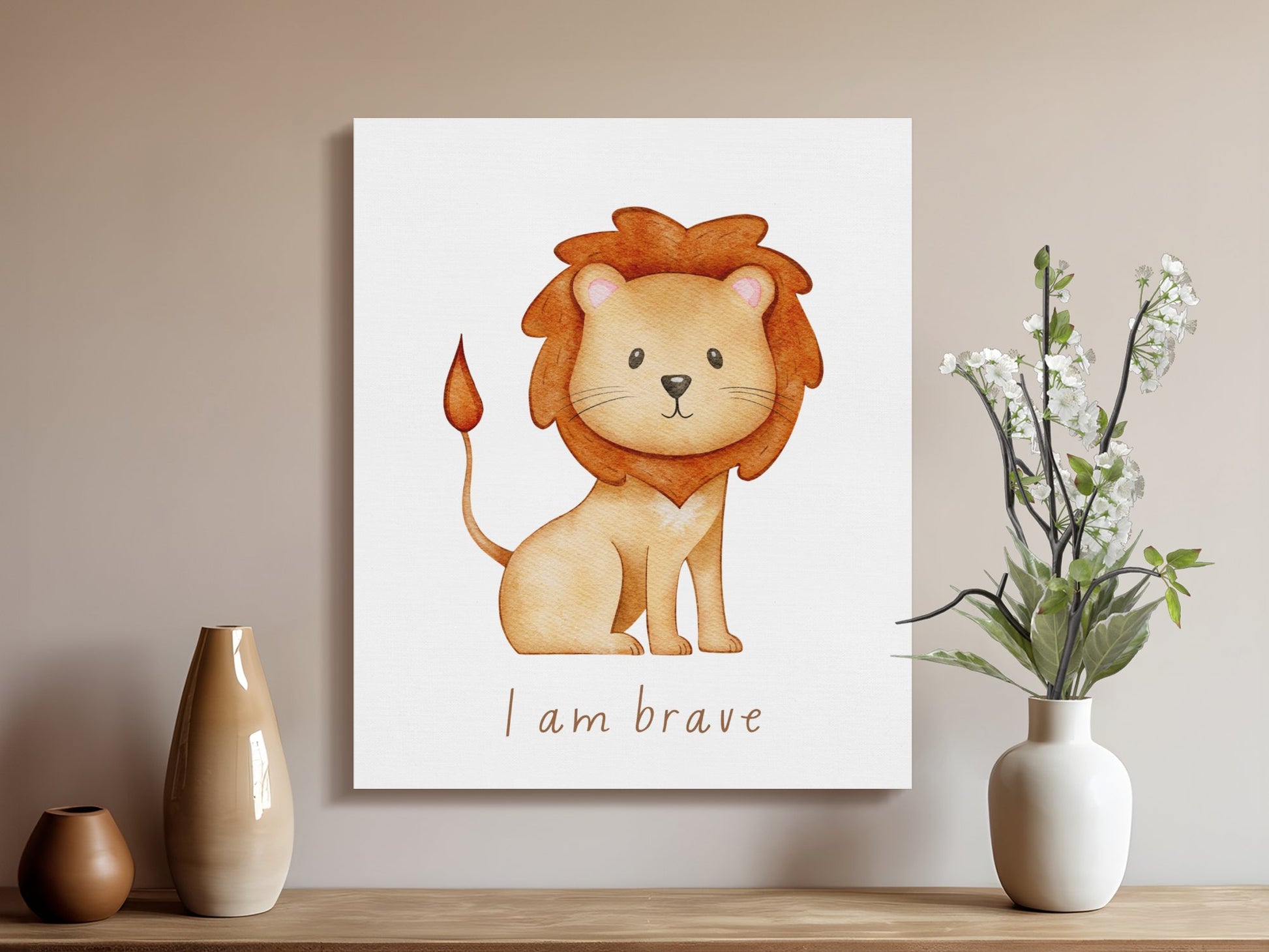Premium Poster of Inspirational Lion Nursery Wall Art Canvas Wraps