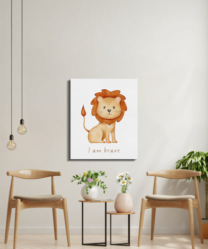 Premium Poster of Inspirational Lion Nursery Wall Art Canvas Wraps
