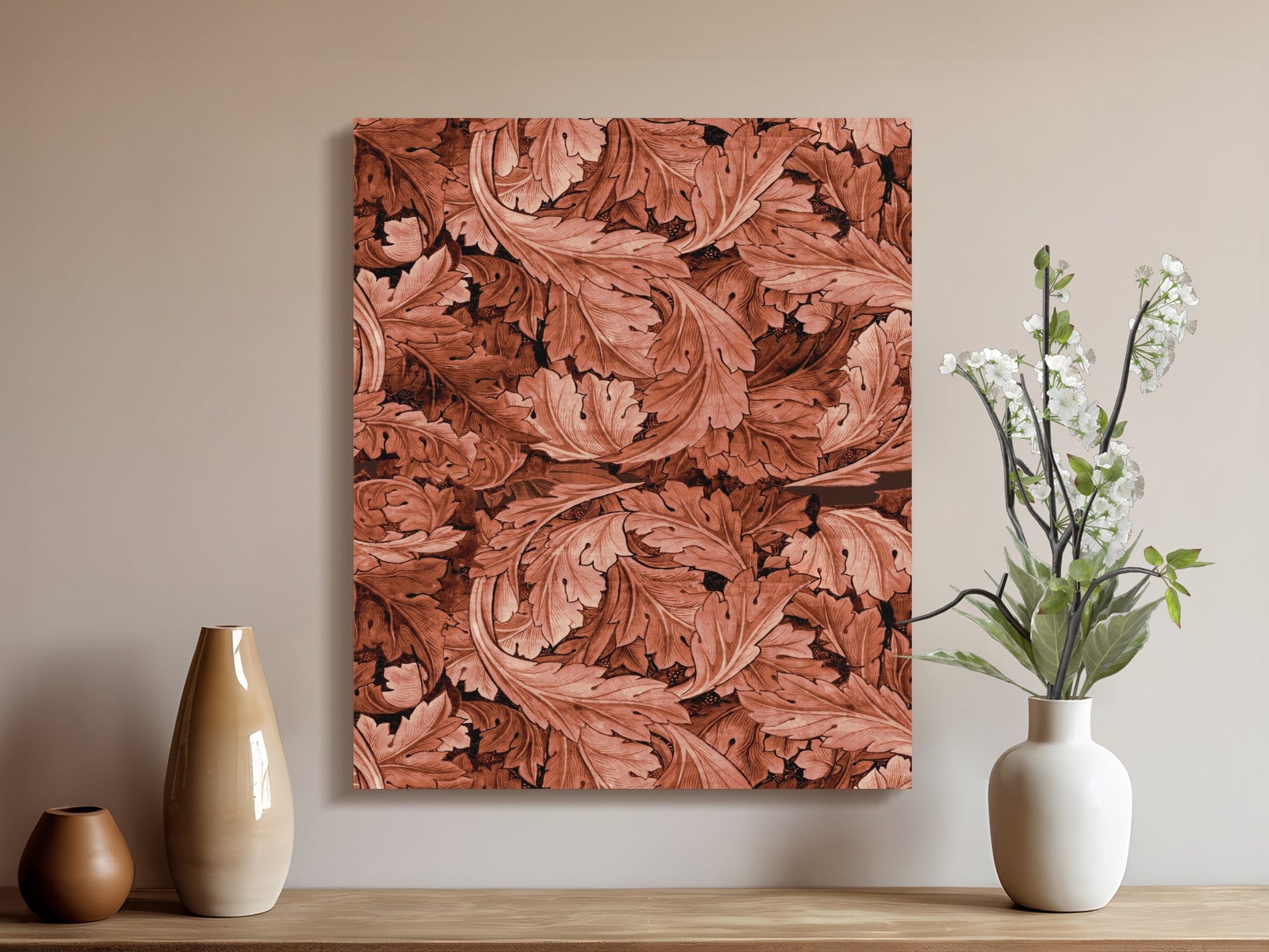 Premium Poster of Intricate Autumn Leaves Pattern William Morris Canvas Wraps