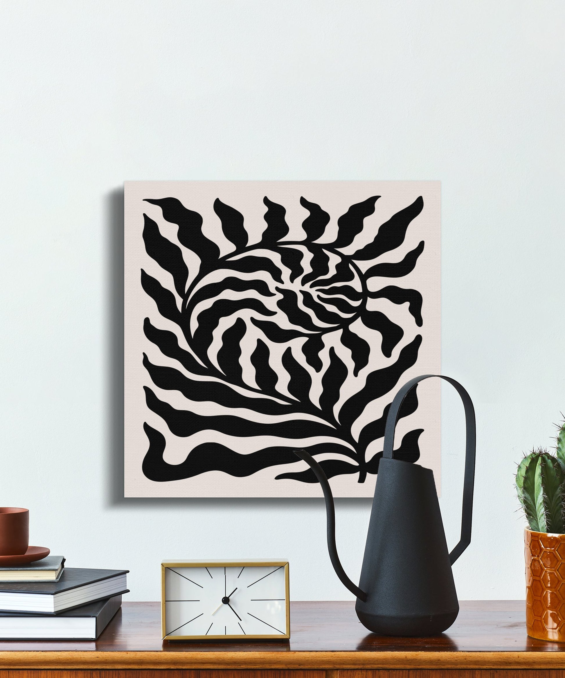 Premium Poster of Intricate Black Leaf Pattern Floral Canvas Wraps