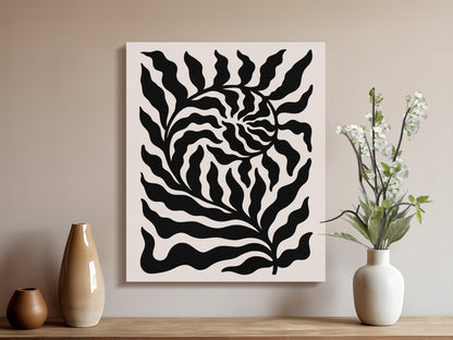 Premium Poster of Intricate Black Leaf Pattern Floral Canvas Wraps