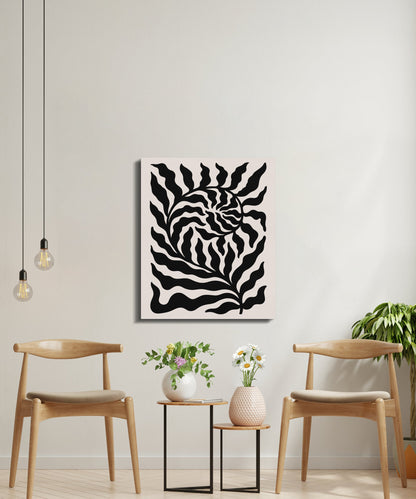 Premium Poster of Intricate Black Leaf Pattern Floral Canvas Wraps
