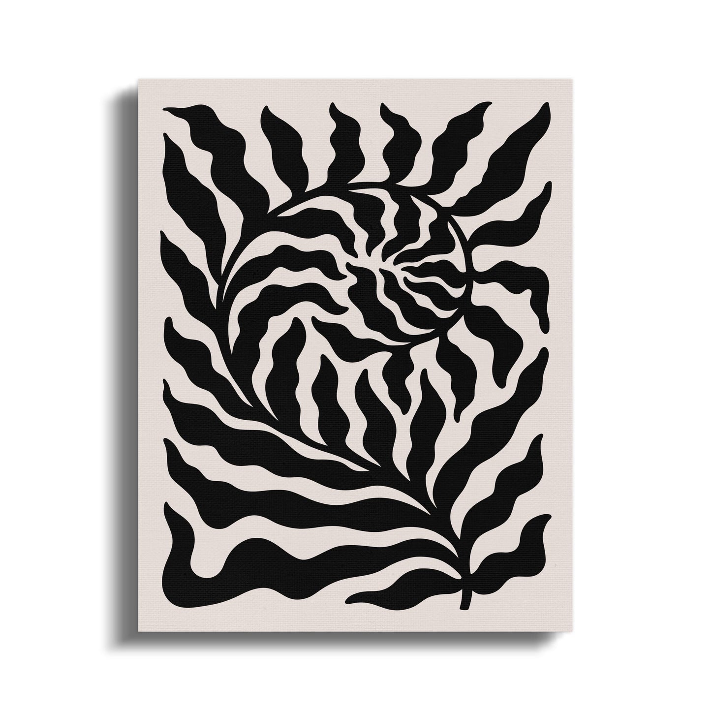 Premium Poster of Intricate Black Leaf Pattern Floral Canvas Wraps