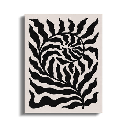 Premium Poster of Intricate Black Leaf Pattern Floral Canvas Wraps