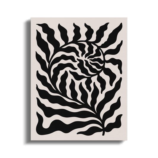 Premium Poster of Intricate Black Leaf Pattern Floral Canvas Wraps