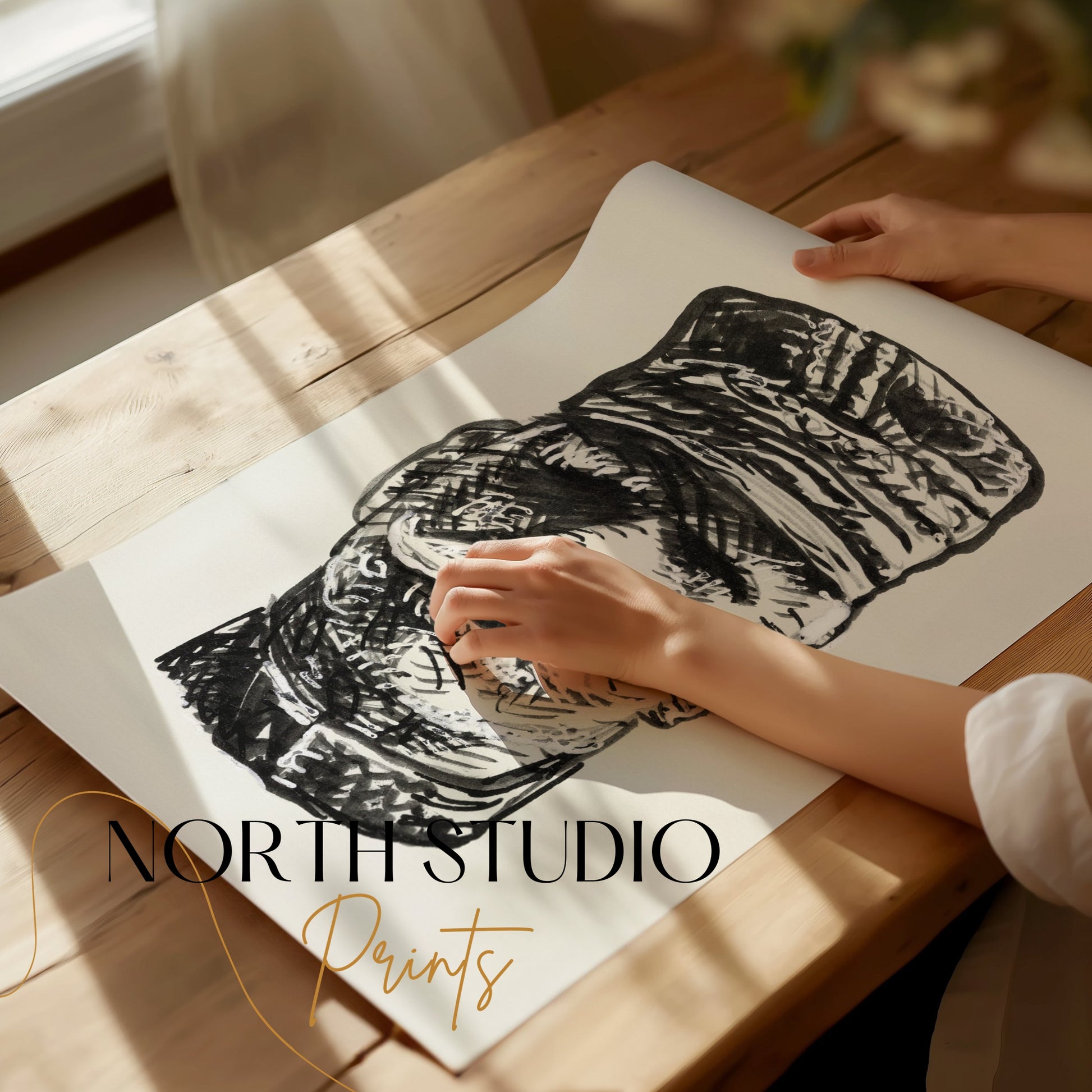 Premium Poster of Intricate Black and White Soldier Art Sketch Posters