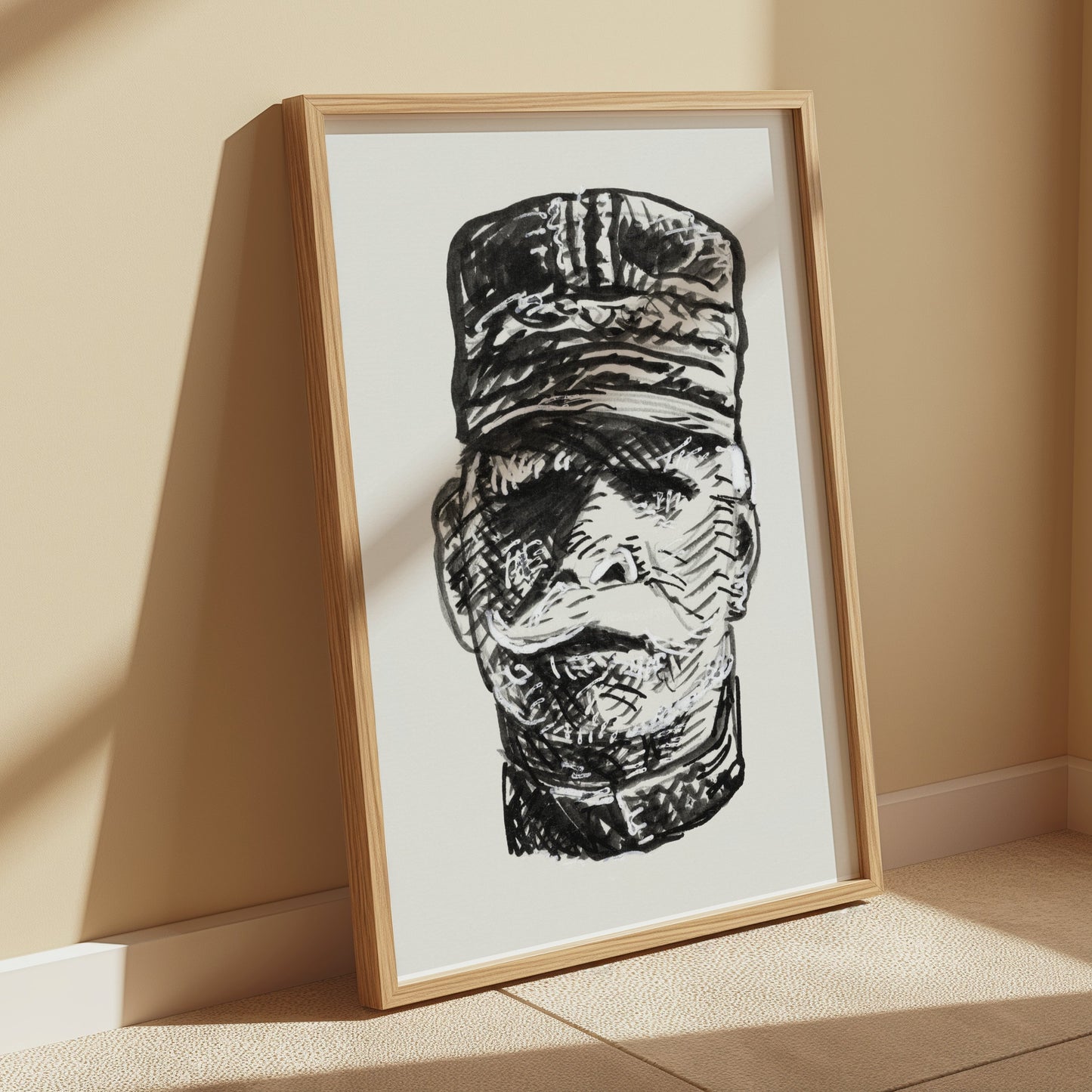Premium Poster of Intricate Black and White Soldier Art Sketch Posters