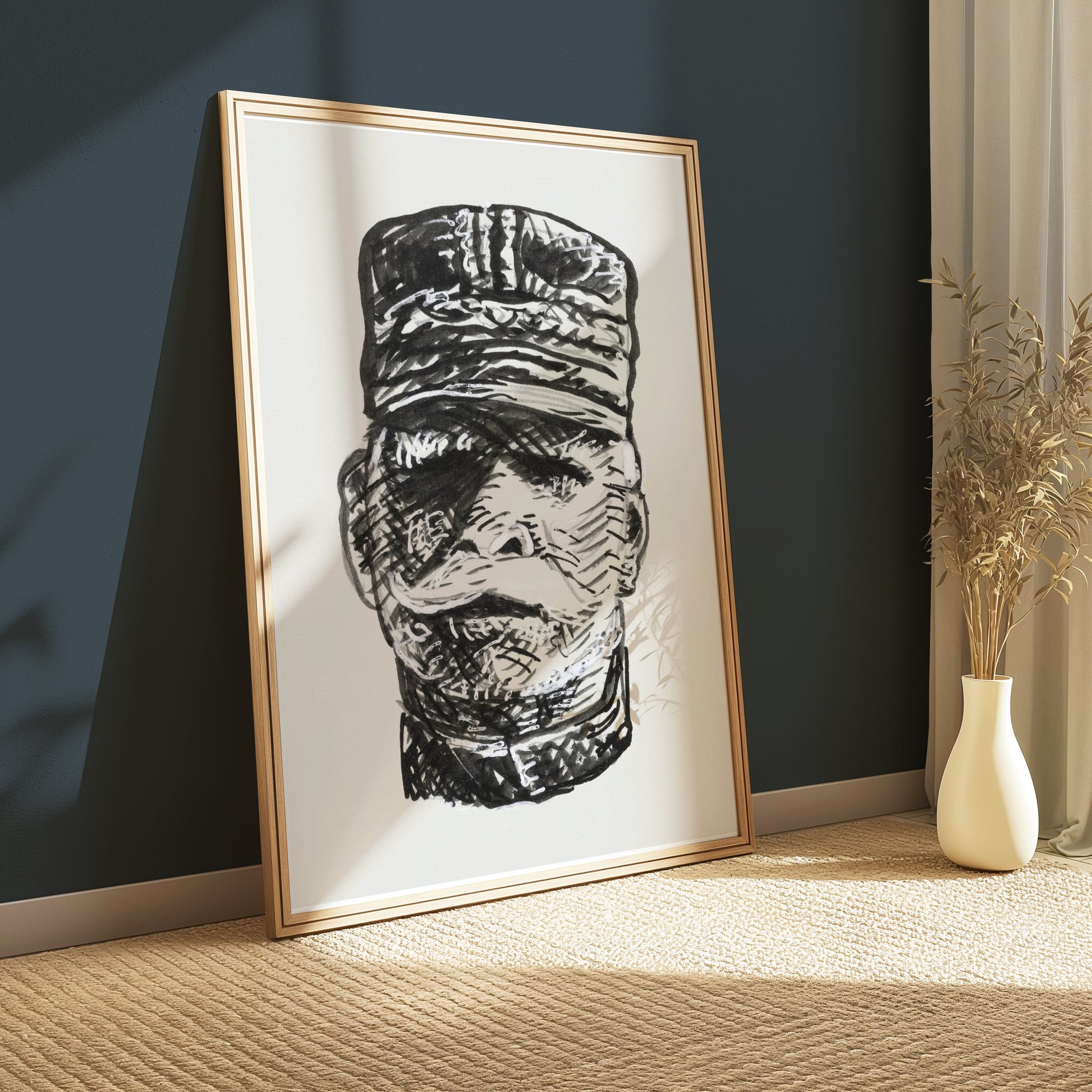 Premium Poster of Intricate Black and White Soldier Art Sketch Posters