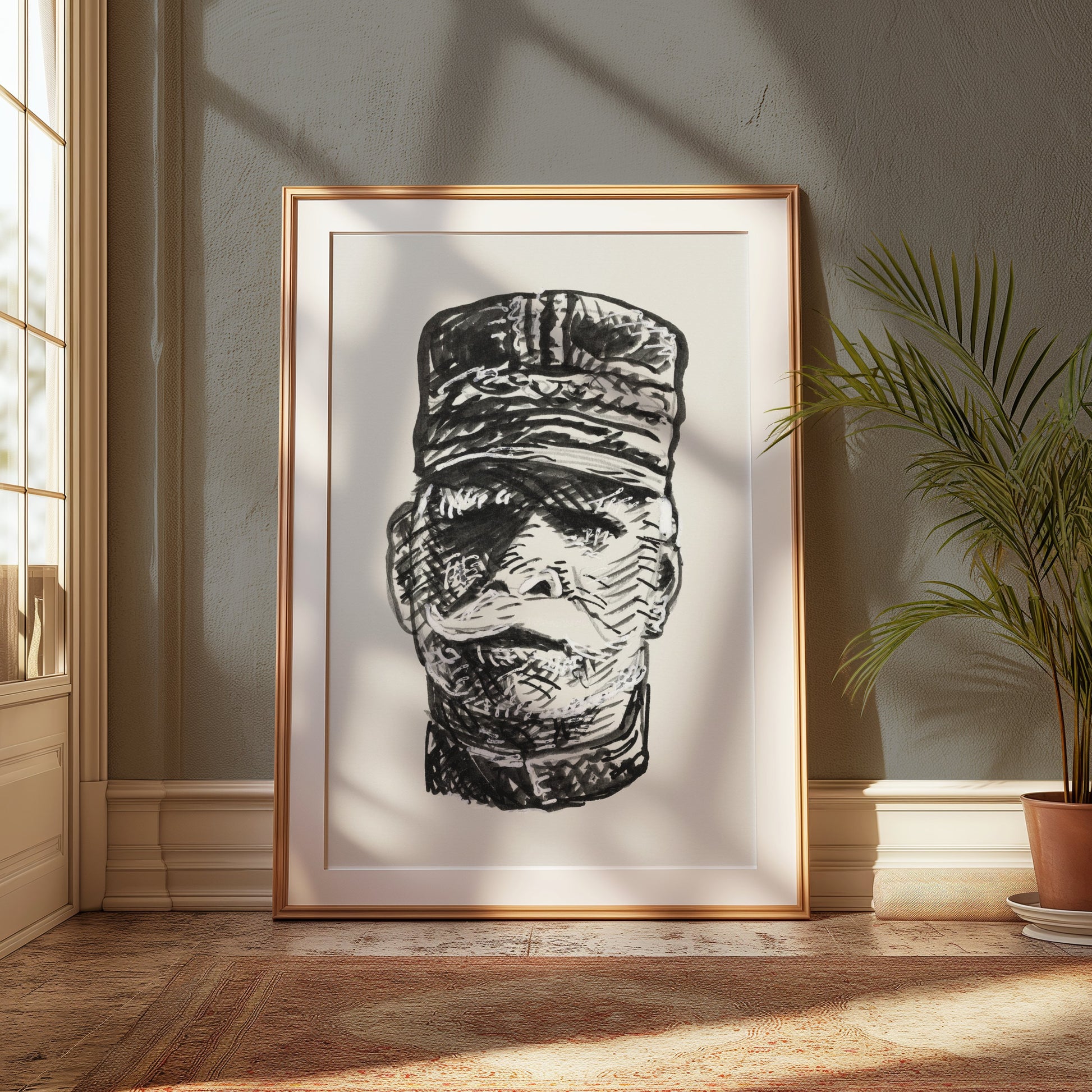 Premium Poster of Intricate Black and White Soldier Art Sketch Posters