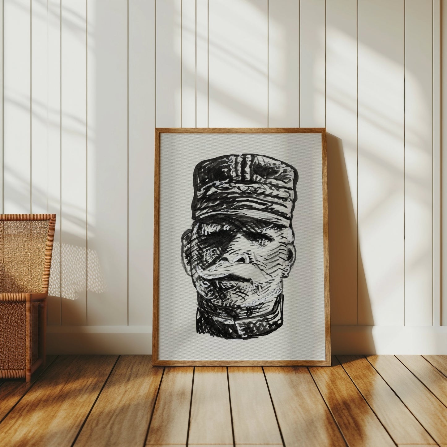 Premium Poster of Intricate Black and White Soldier Art Sketch Posters