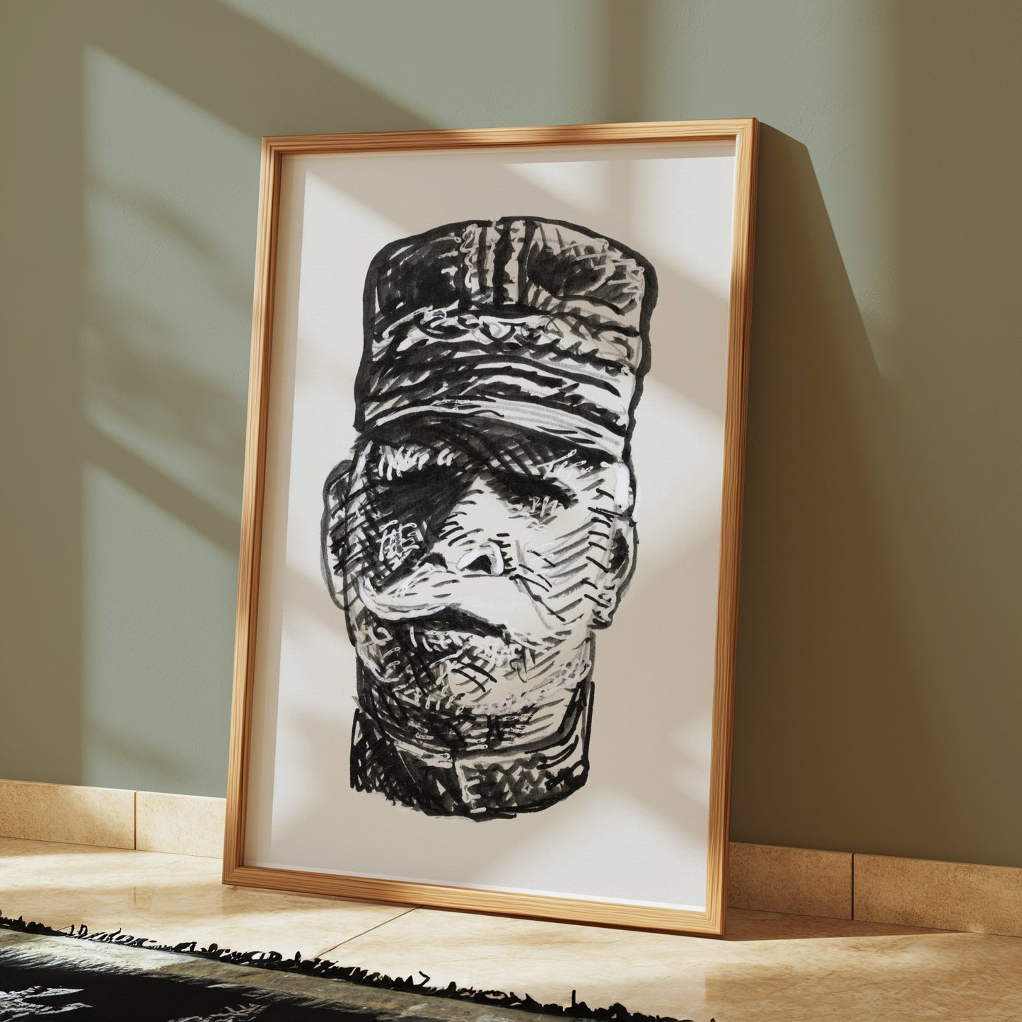 Premium Poster of Intricate Black and White Soldier Art Sketch Posters
