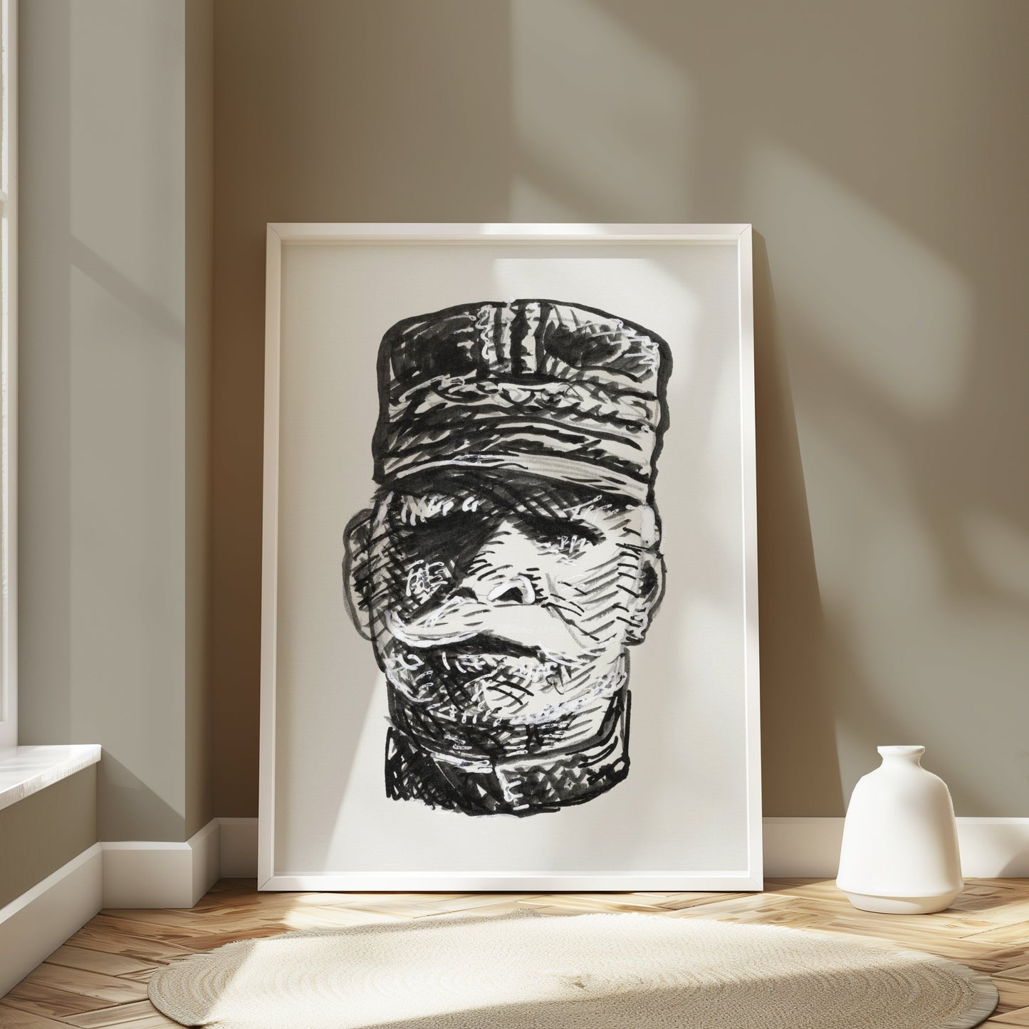 Premium Poster of Intricate Black and White Soldier Art Sketch Posters