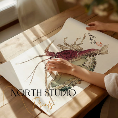 Premium Poster of Intricate Detailed Japanese Crab Art Print Posters