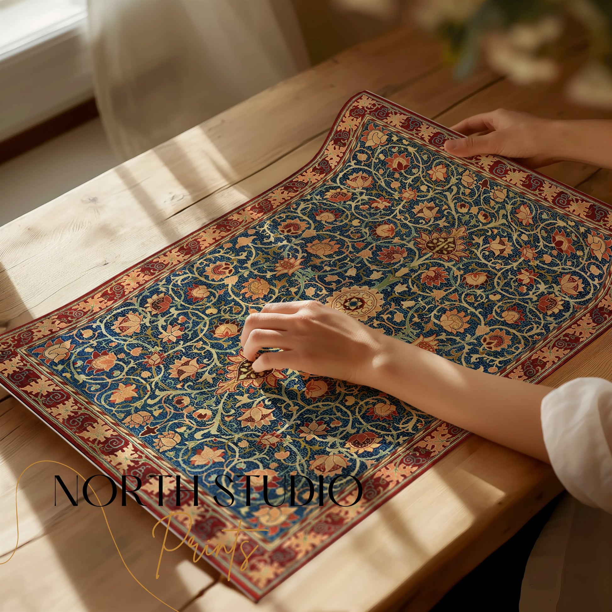 Premium Poster of Intricate Floral Pattern with Red Accents Art Posters