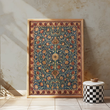 Premium Poster of Intricate Floral Pattern with Red Accents Art Posters