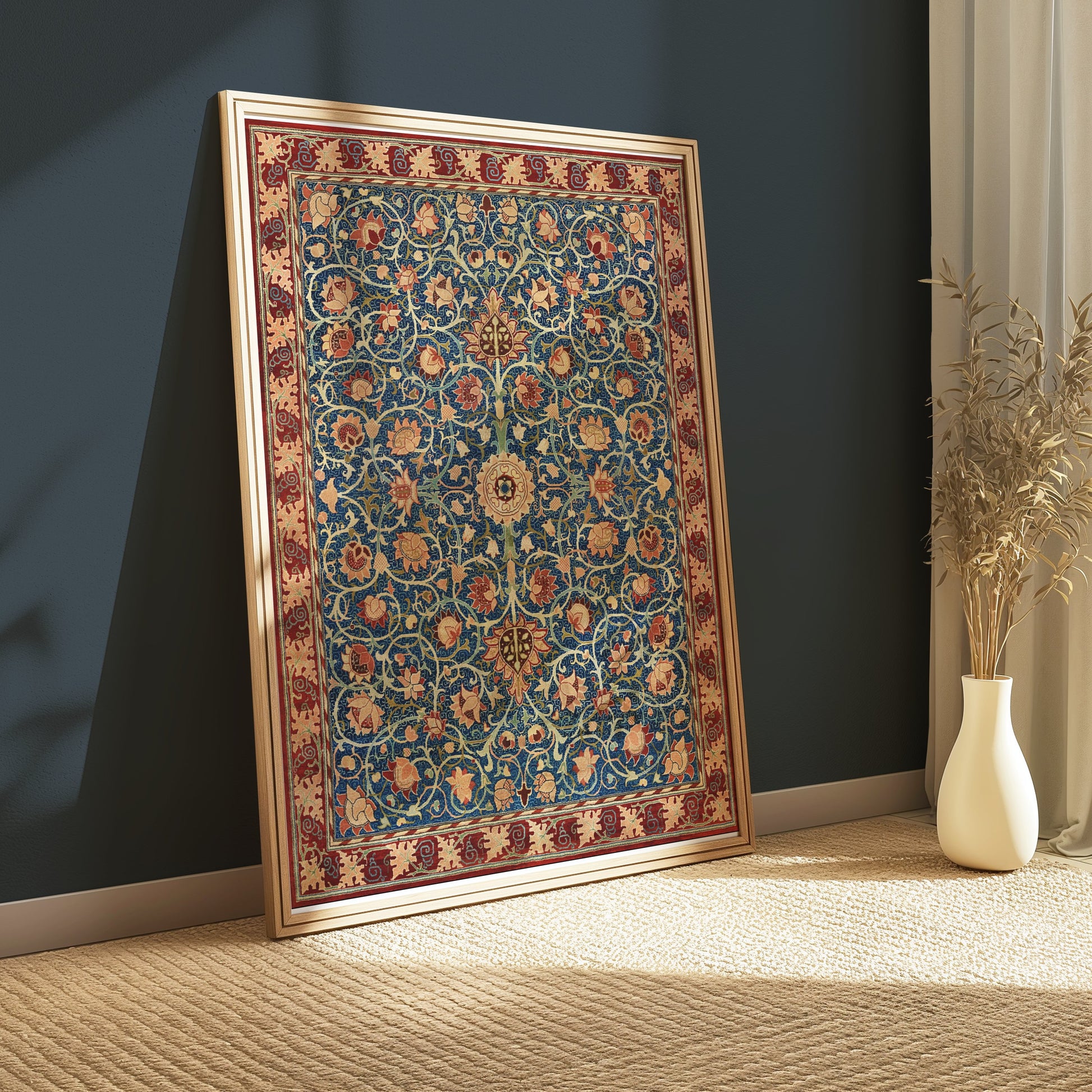 Premium Poster of Intricate Floral Pattern with Red Accents Art Posters