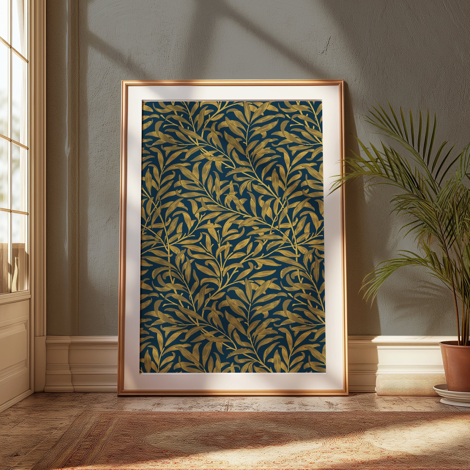 Premium Poster of Intricate Golden Leaves Pattern William Morris Posters