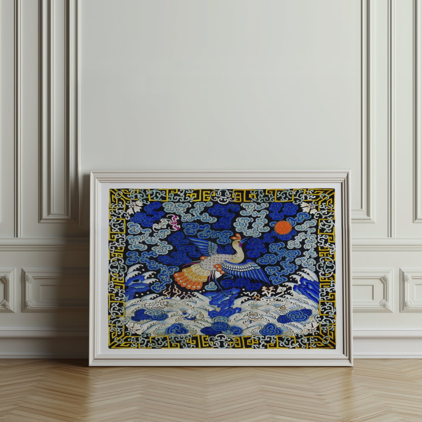 Premium Poster of Intricate Japanese Style Phoenix and Waves Art Posters