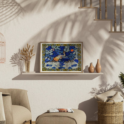 Premium Poster of Intricate Japanese Style Phoenix and Waves Art Posters