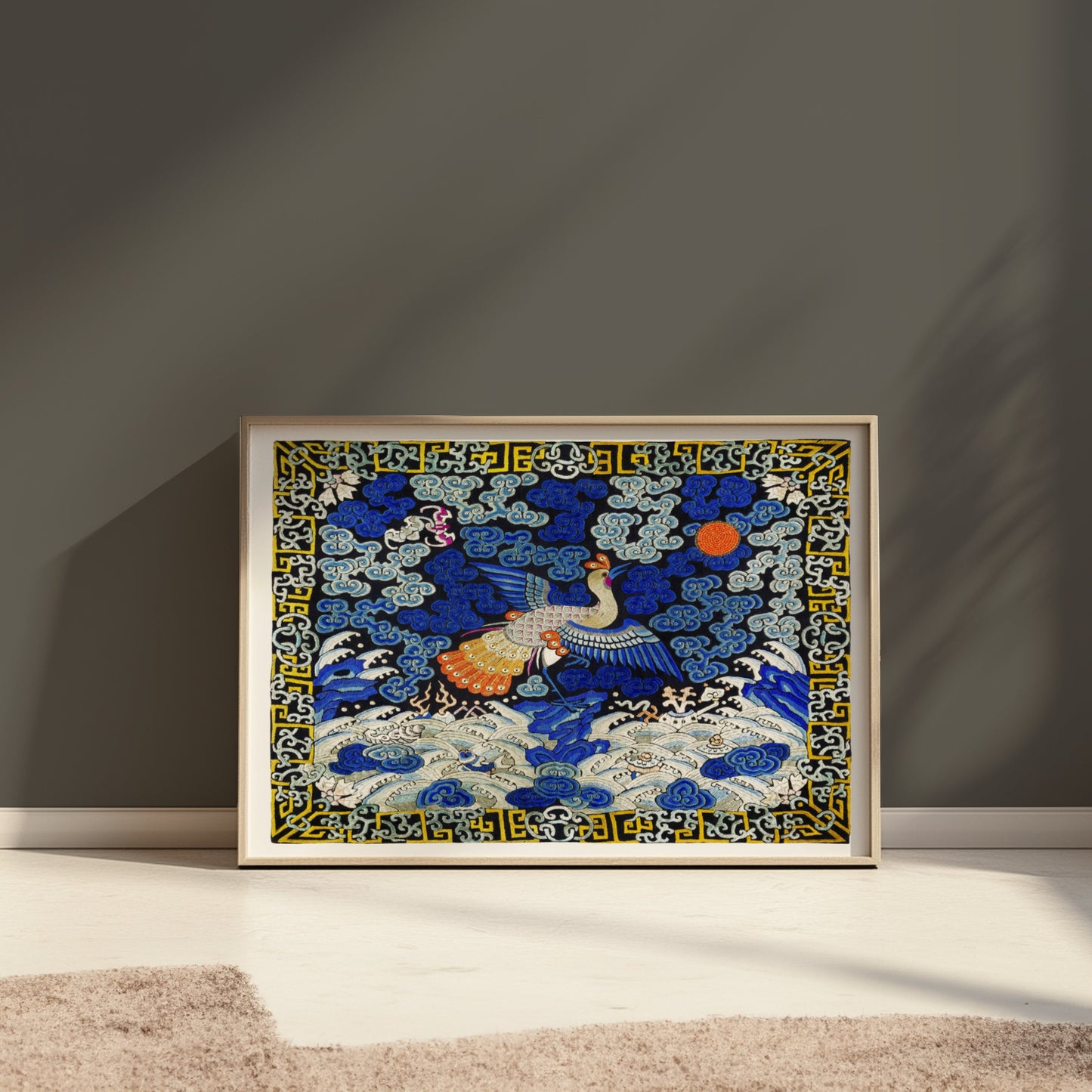 Premium Poster of Intricate Japanese Style Phoenix and Waves Art Posters