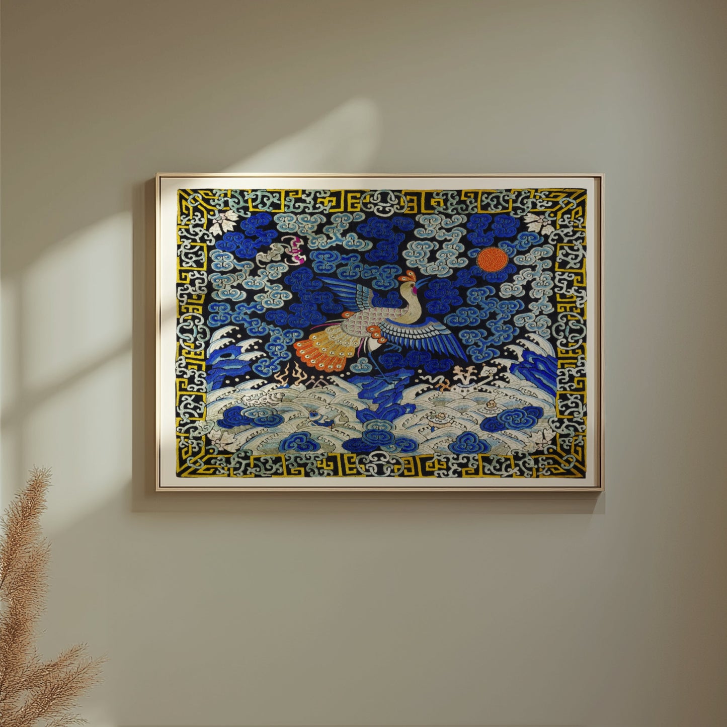 Premium Poster of Intricate Japanese Style Phoenix and Waves Art Posters