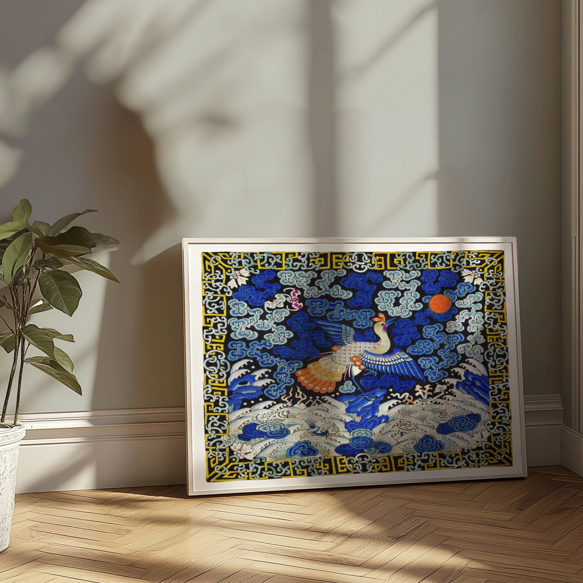 Premium Poster of Intricate Japanese Style Phoenix and Waves Art Posters