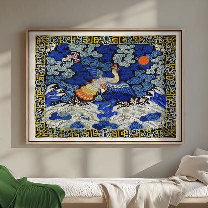 Premium Poster of Intricate Japanese Style Phoenix and Waves Art Posters
