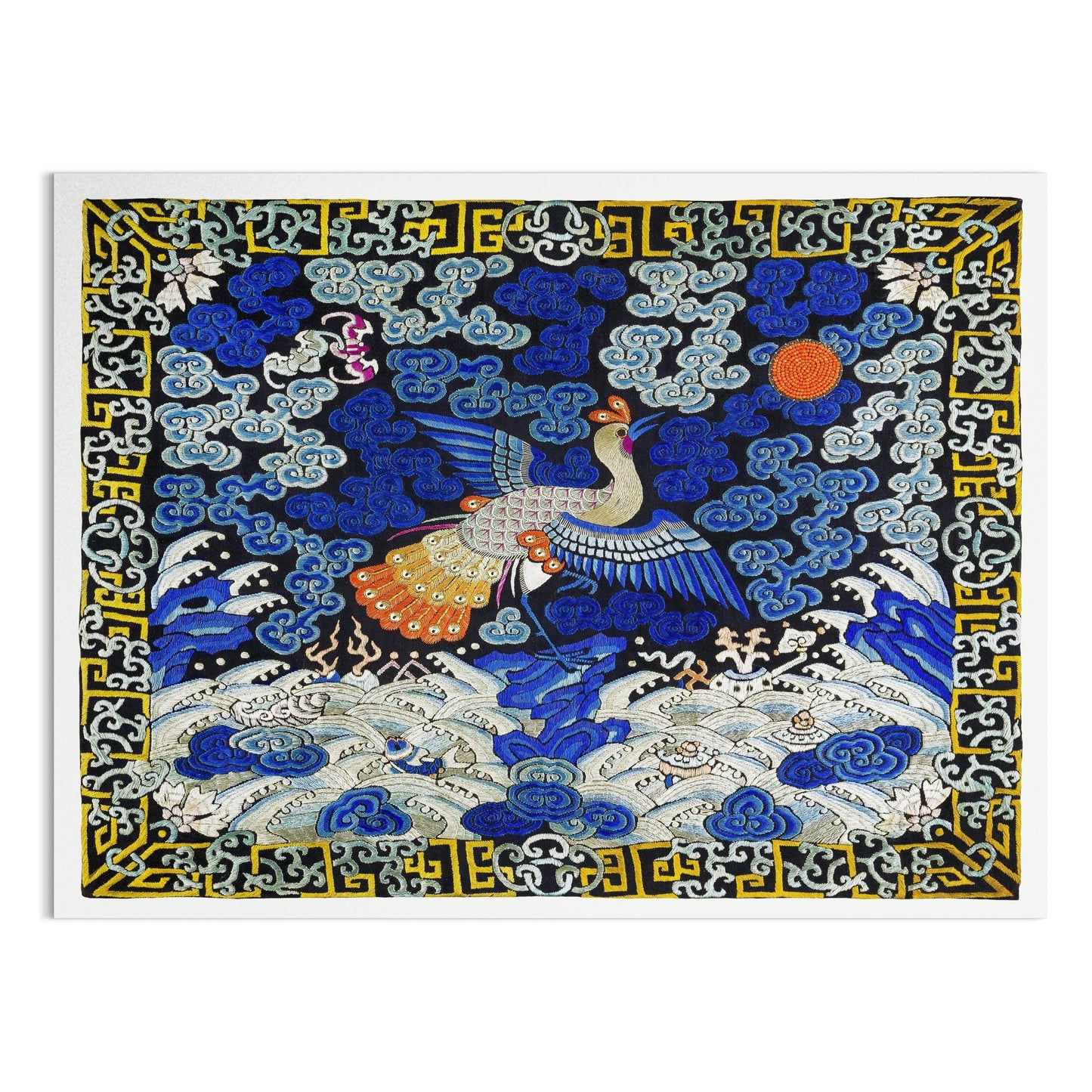 Premium Poster of Intricate Japanese Style Phoenix and Waves Art Posters