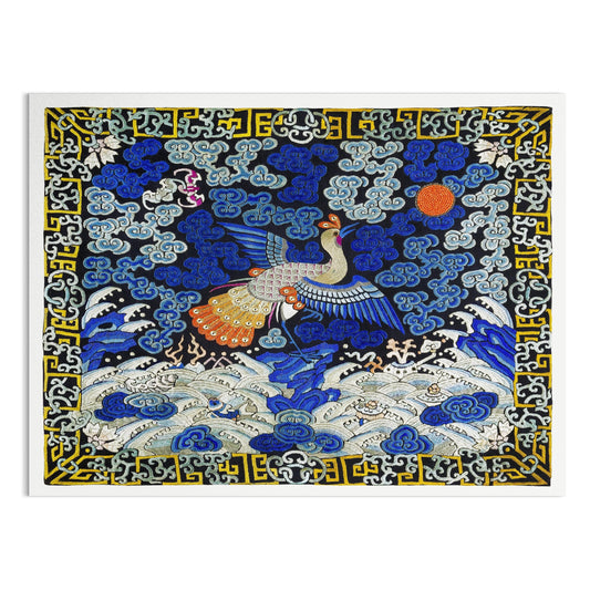 Premium Poster of Intricate Japanese Style Phoenix and Waves Art Posters