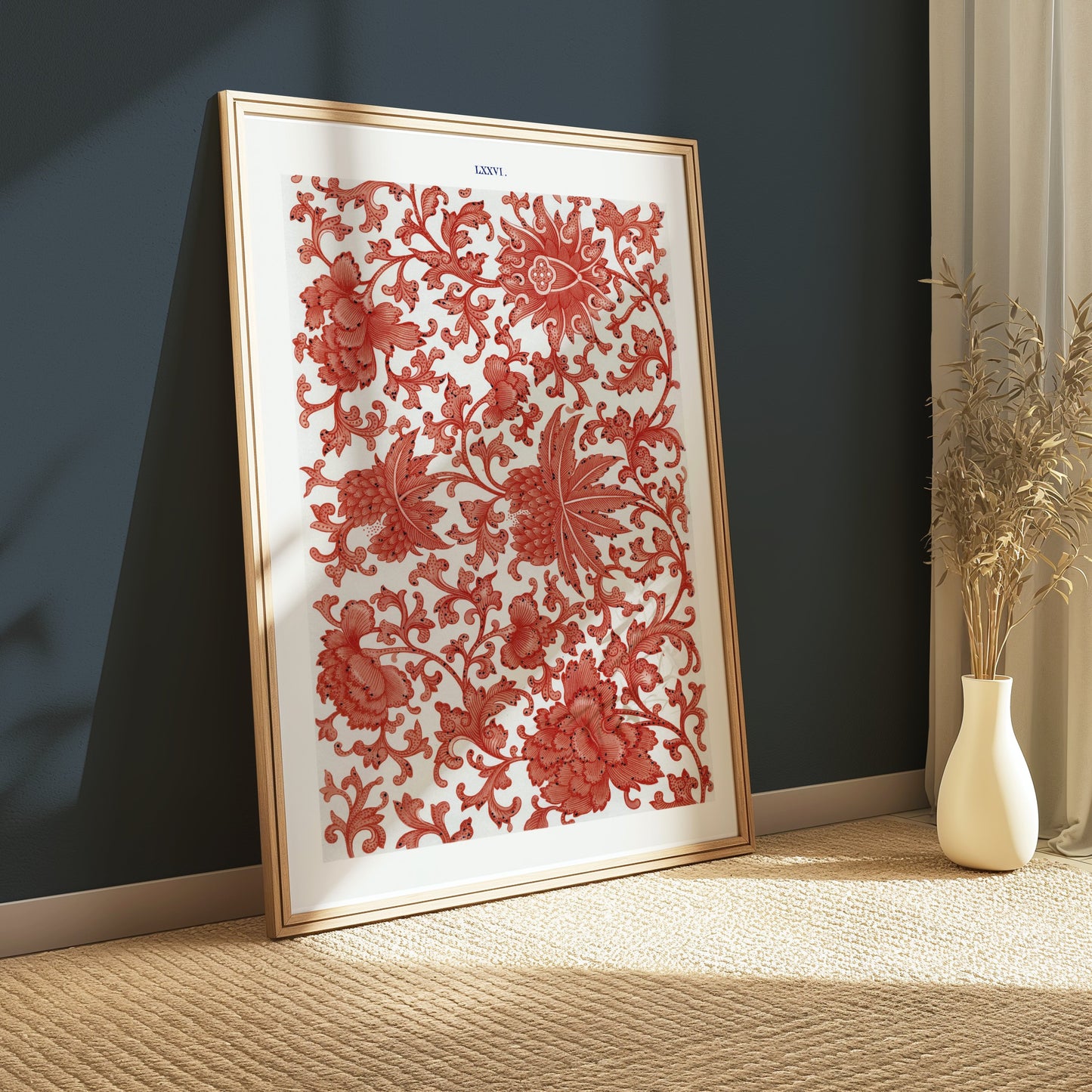 Premium Poster of Intricate Red Floral Pattern Art Print Decor Wall Posters