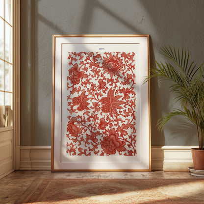 Premium Poster of Intricate Red Floral Pattern Art Print Decor Wall Posters