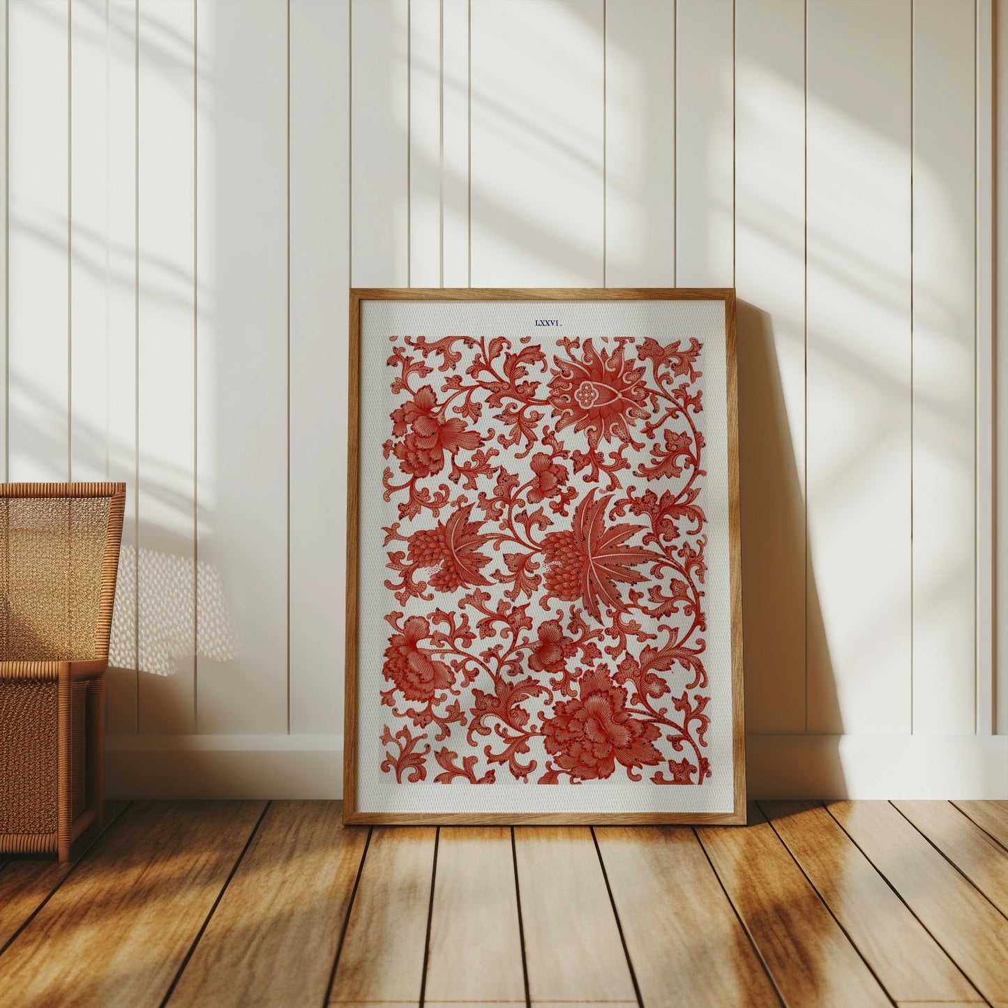 Premium Poster of Intricate Red Floral Pattern Art Print Decor Wall Posters