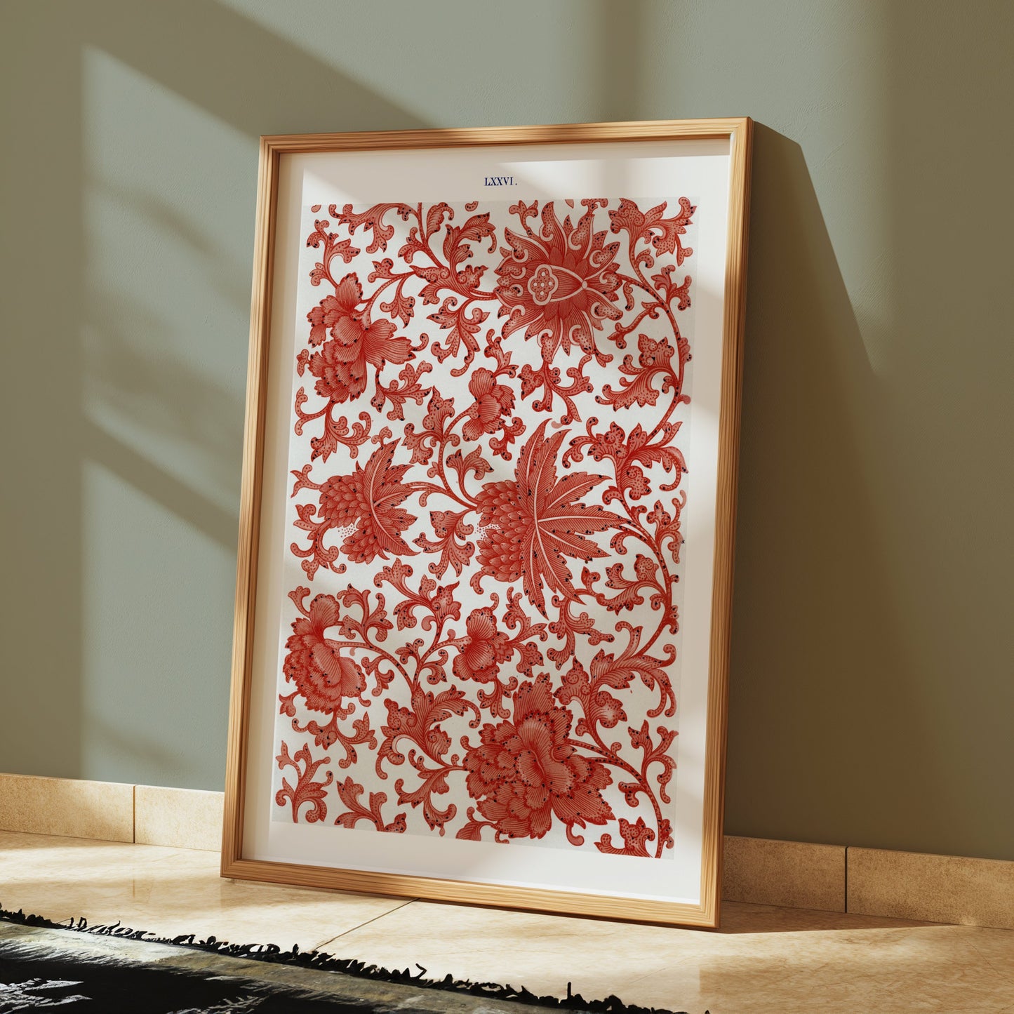 Premium Poster of Intricate Red Floral Pattern Art Print Decor Wall Posters
