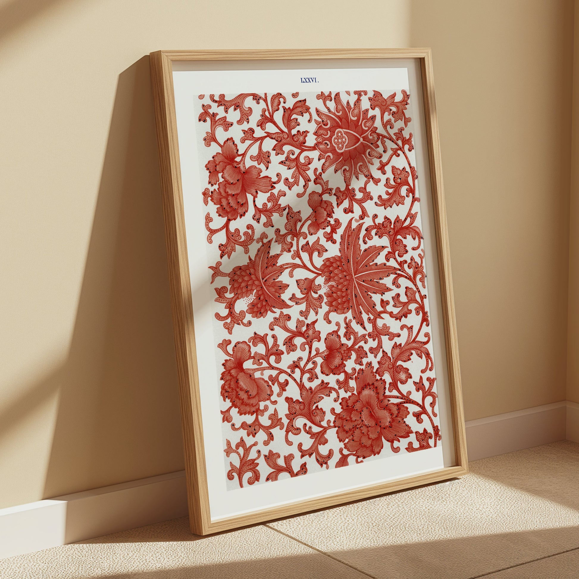 Premium Poster of Intricate Red Floral Pattern Art Print Decor Wall Posters