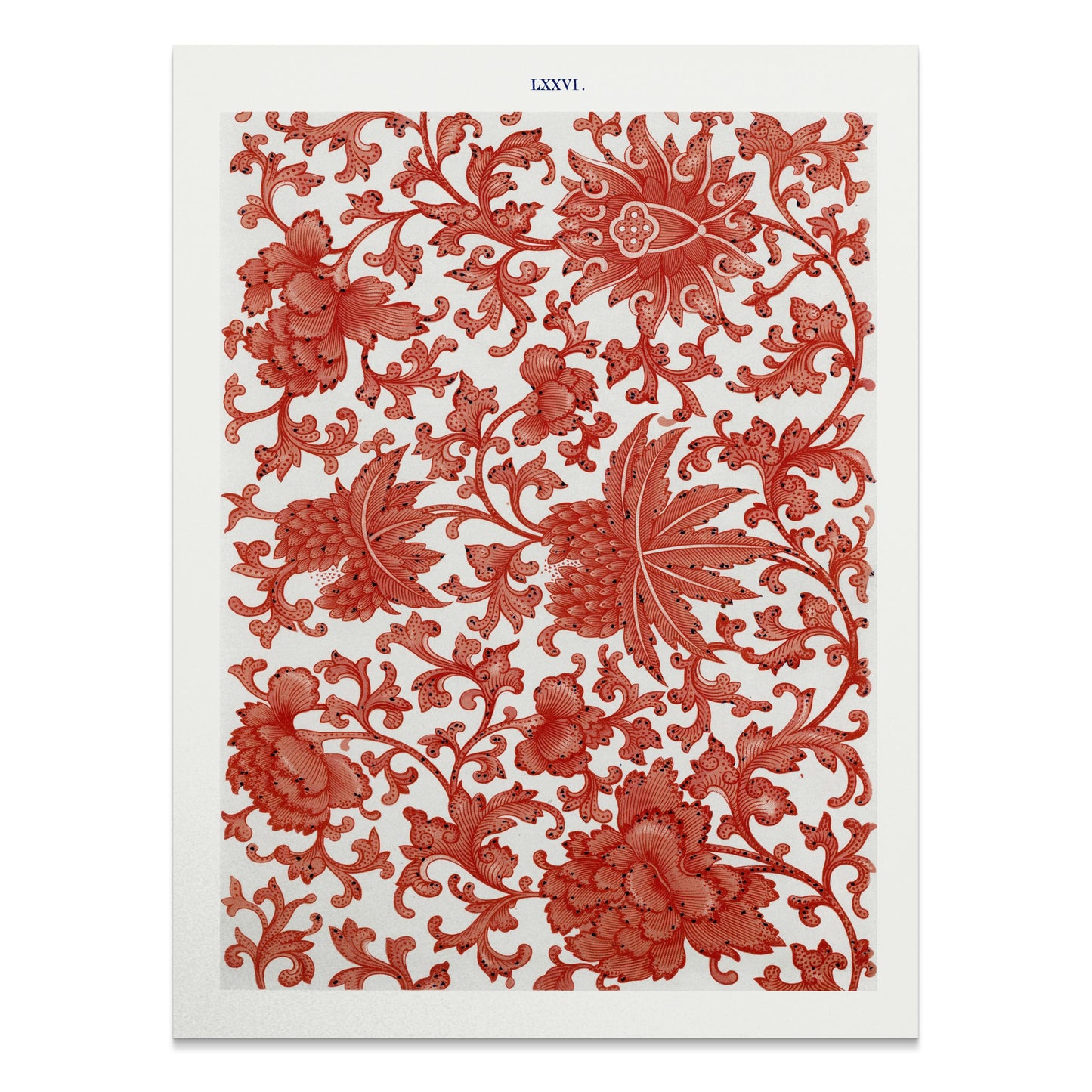 Premium Poster of Intricate Red Floral Pattern Art Print Decor Wall Posters