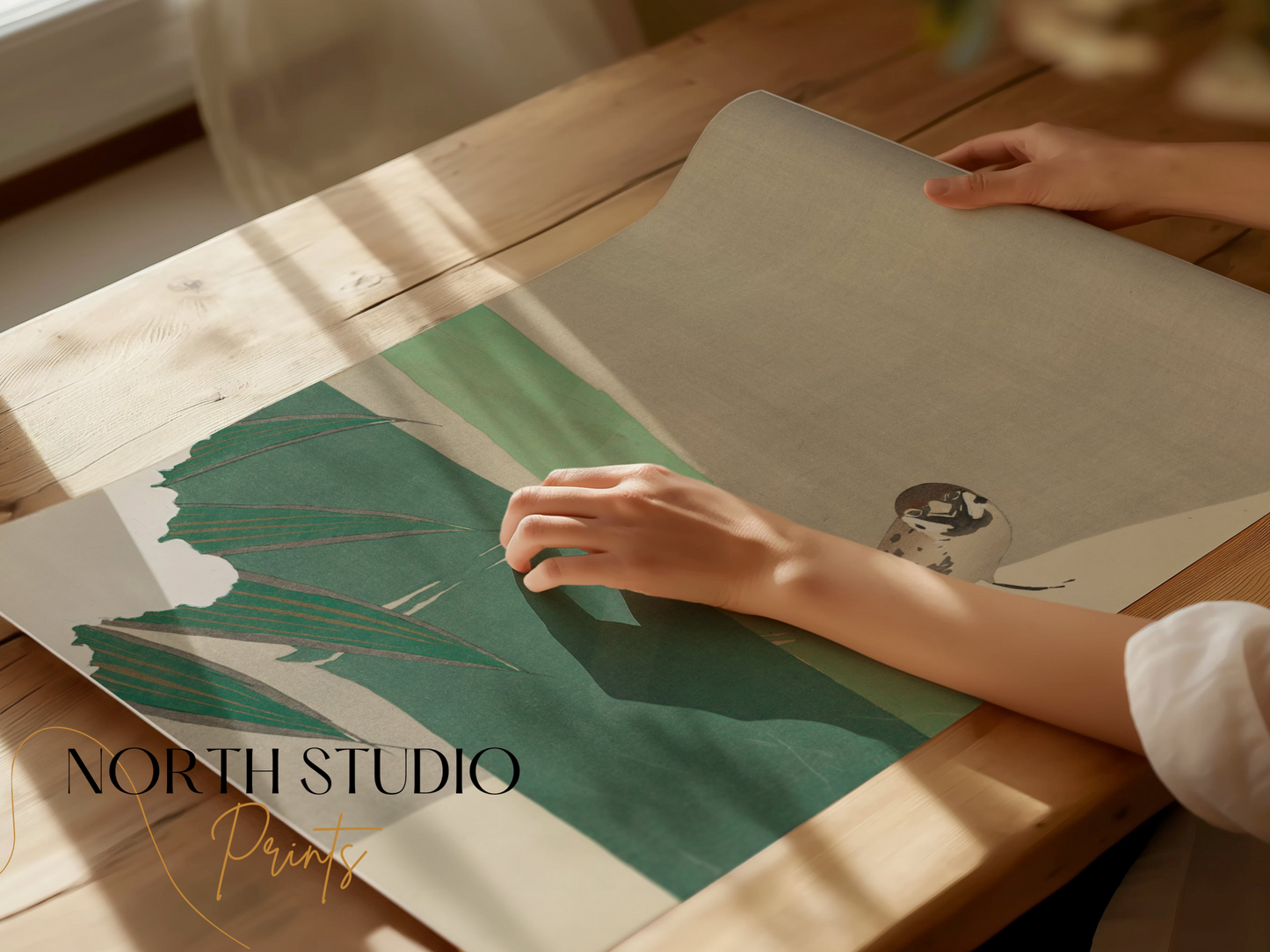 Premium Poster of Japanese Animal Art Bamboo and Bird Nature Posters