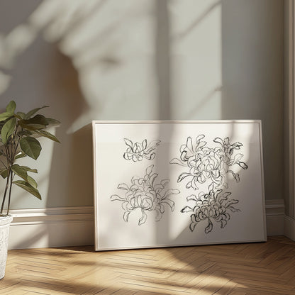 Premium Poster of Japanese Art Chrysanthemum Sketch Wall Decor Posters