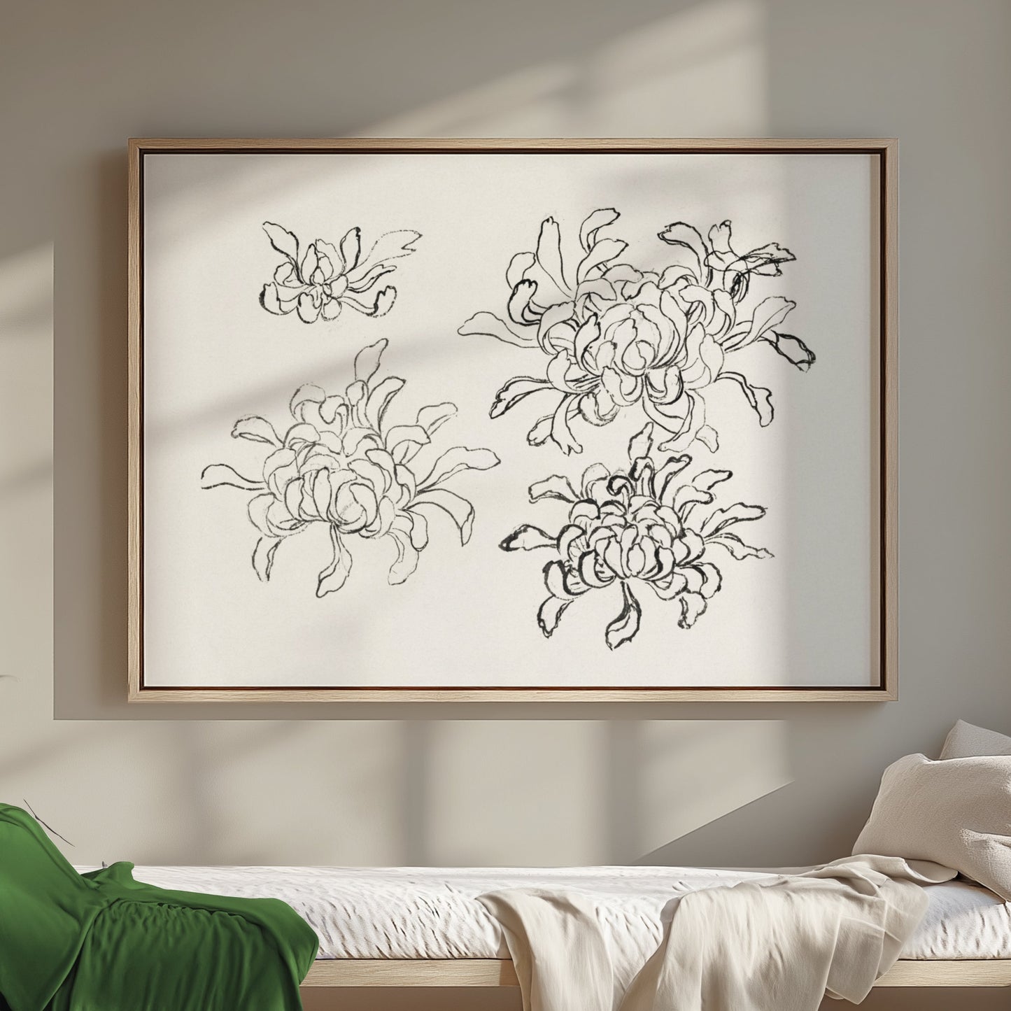 Premium Poster of Japanese Art Chrysanthemum Sketch Wall Decor Posters