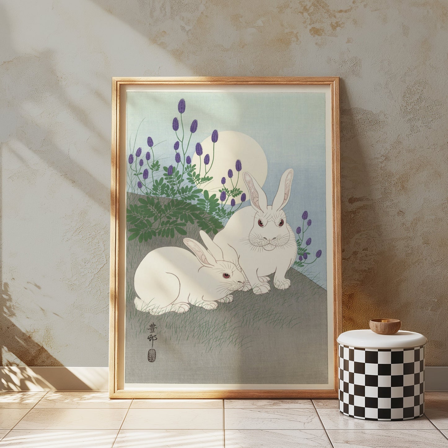 Premium Poster of Japanese Art Print Moonlit Rabbits Scene Posters