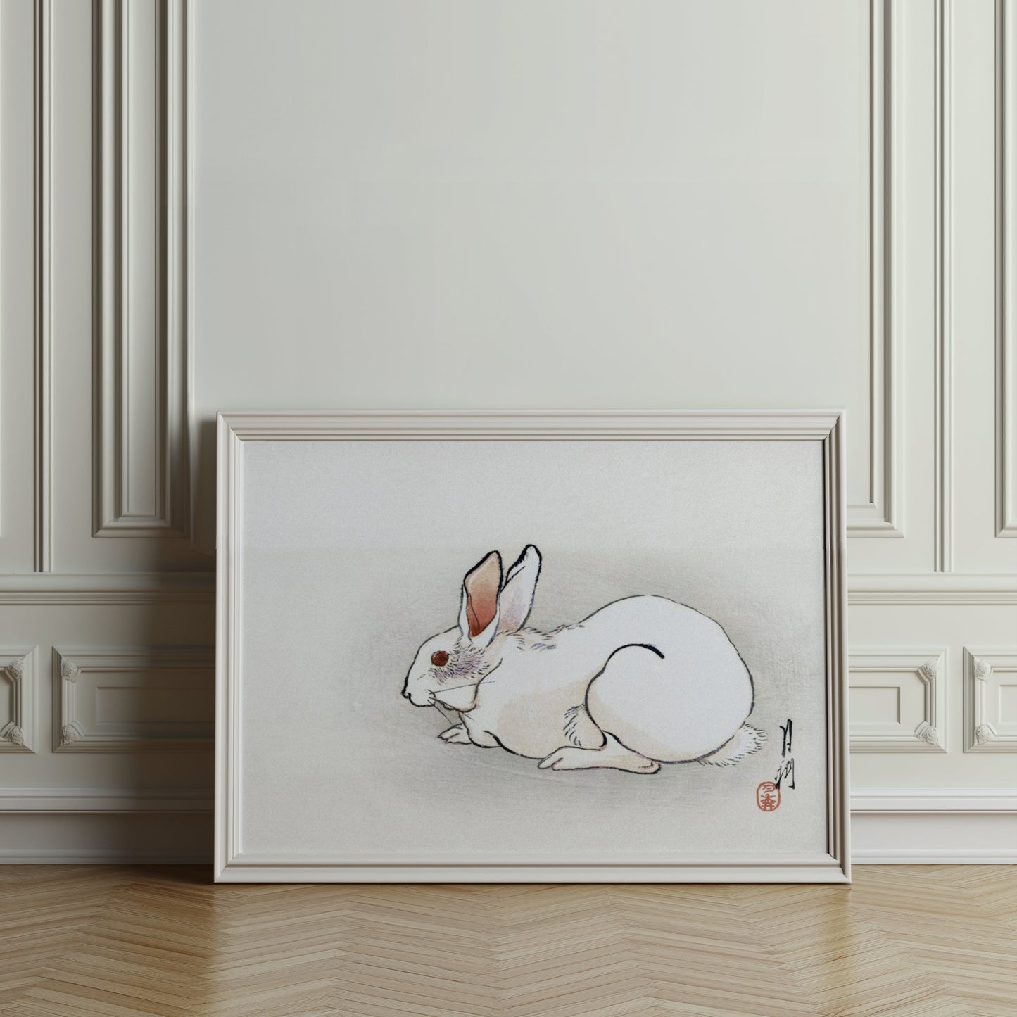 Premium Poster of Japanese Art White Rabbit Design Classic Style Posters