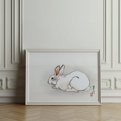 Premium Poster of Japanese Art White Rabbit Design Classic Style Posters