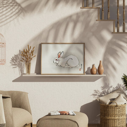 Premium Poster of Japanese Art White Rabbit Design Classic Style Posters