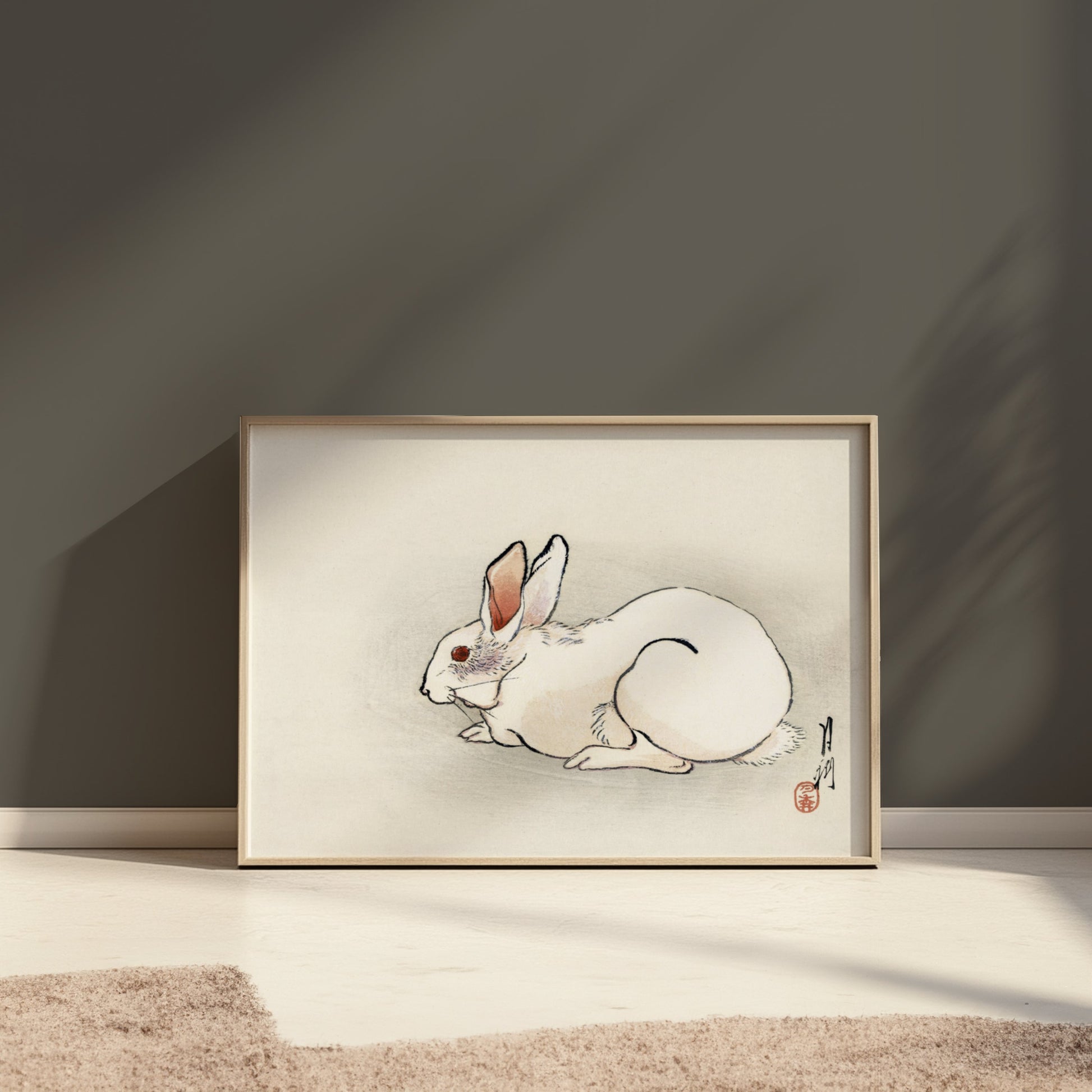 Premium Poster of Japanese Art White Rabbit Design Classic Style Posters