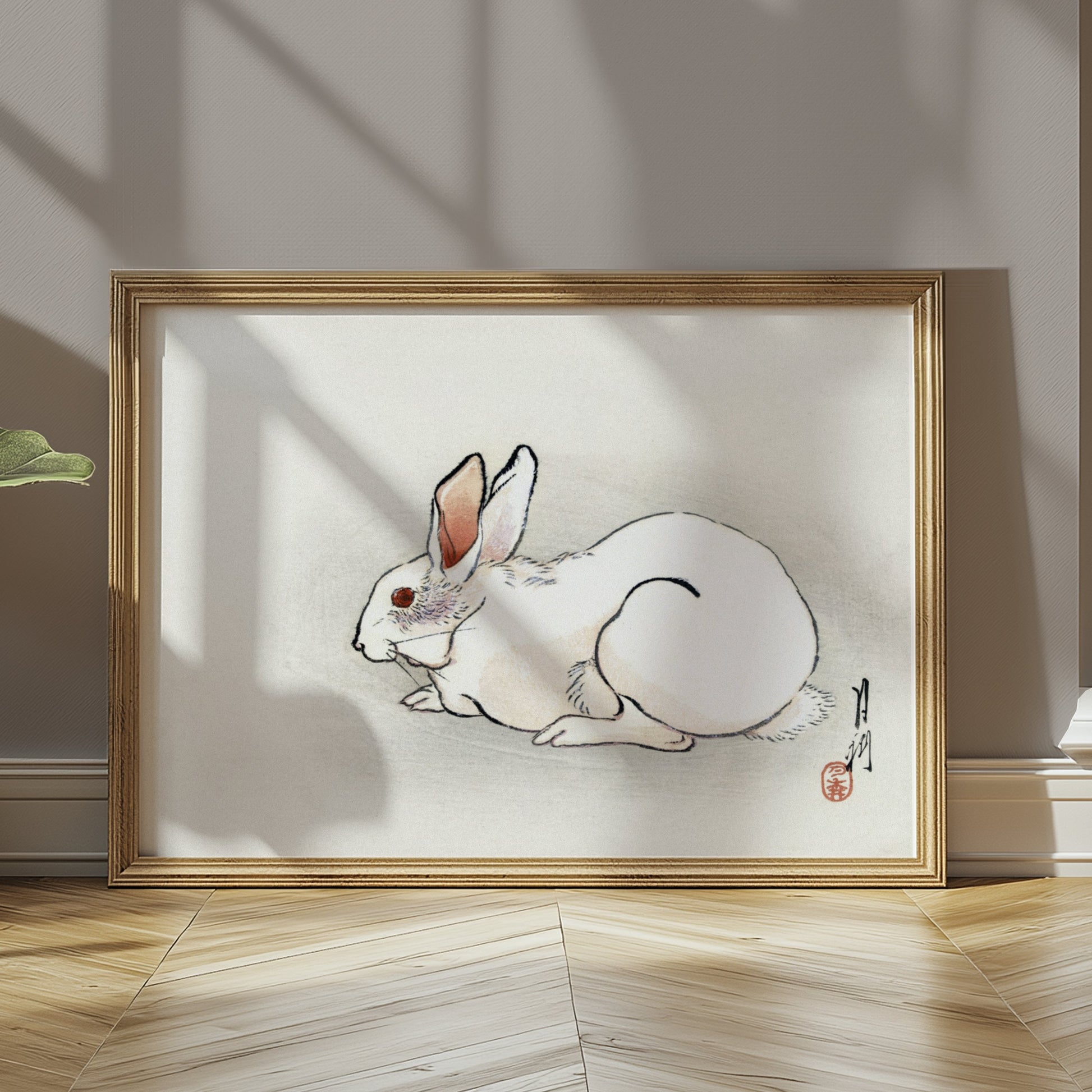 Premium Poster of Japanese Art White Rabbit Design Classic Style Posters